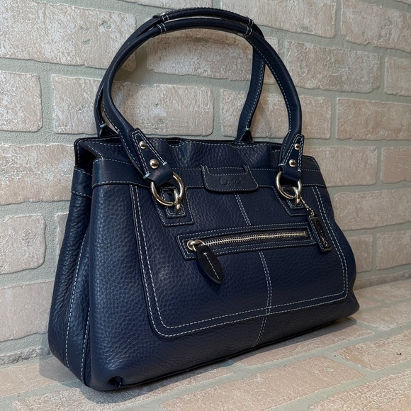 Coach F14686 Penelope Navy Blue Pebbled Leather Satchel Large Shopper - Picture 4 of 14